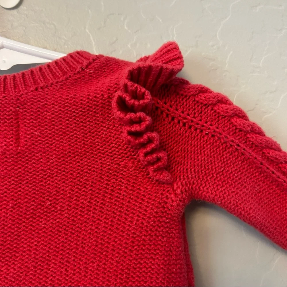 Baby Gap red cable knit sweater with ruffles size 0-3 months